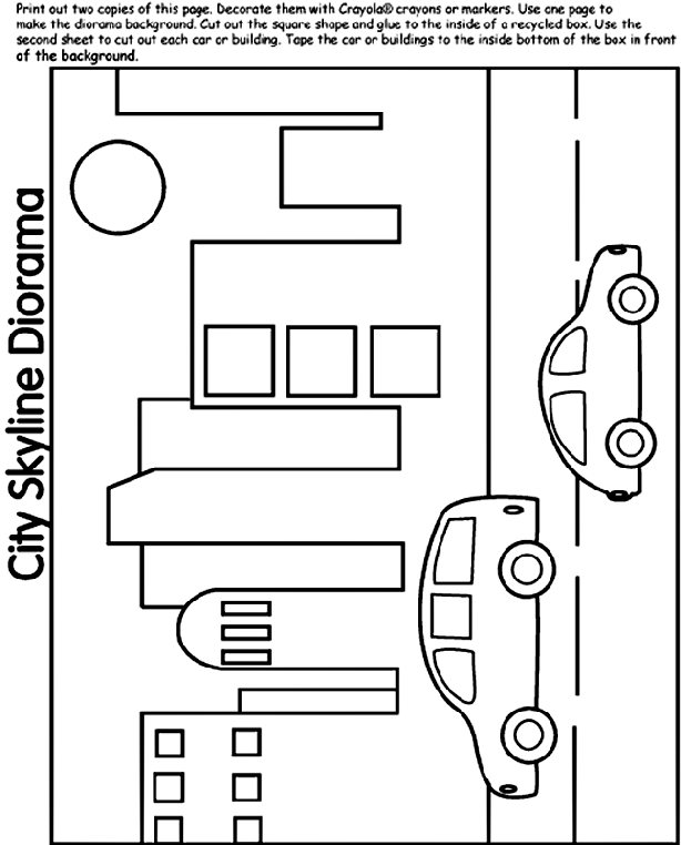 City Skyline Diorama Coloring Page | crayola.com